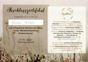 Equiflora Abschlusszertifikat mikrobiomfreundliche Fütterung